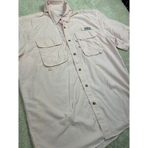 Bimini Bay Outfitters Mens Large Pink Fishing Shirt Short Sleeve Nylon Vented‎ L